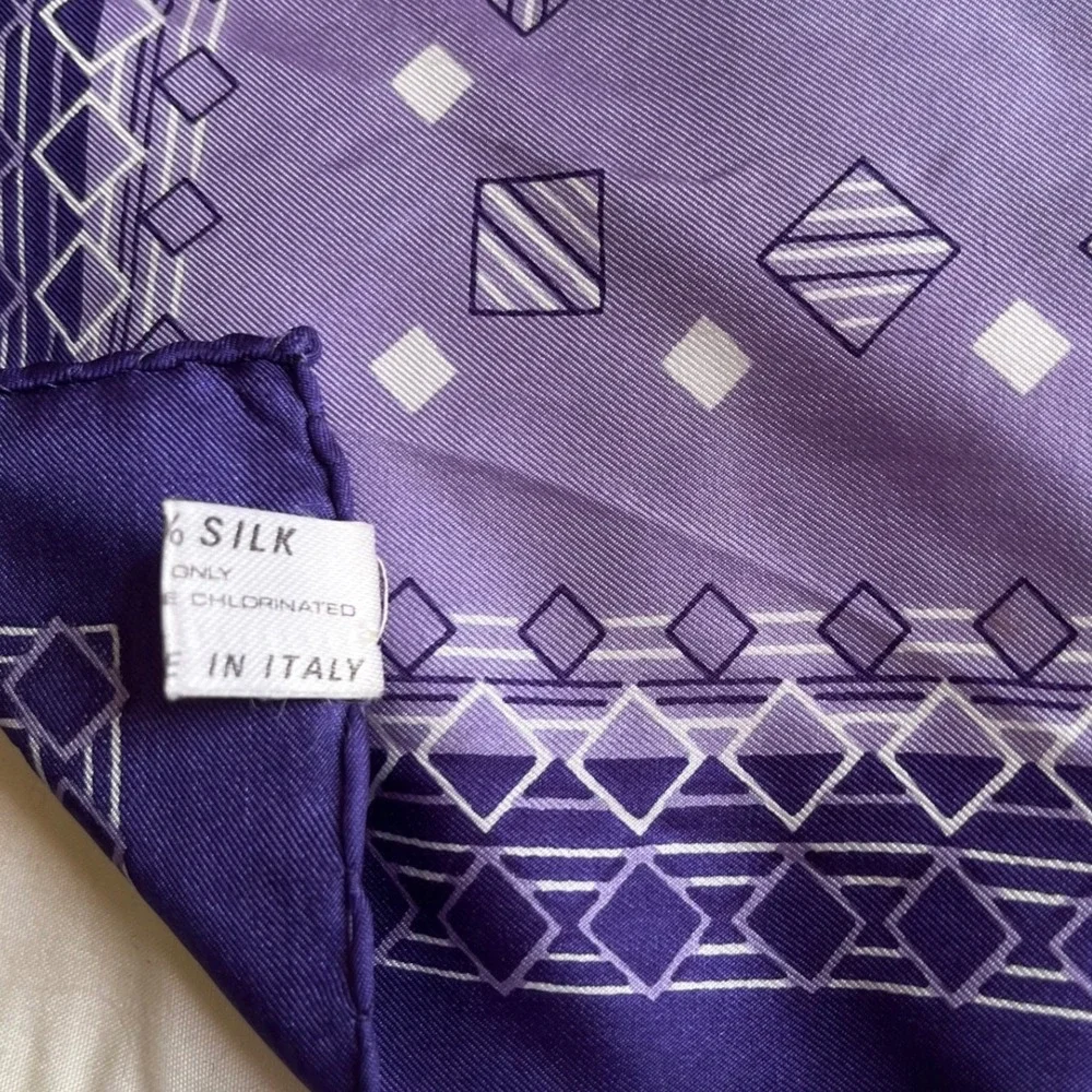 Ostinelli Purple Geometric Silk Scarf Made in Italy